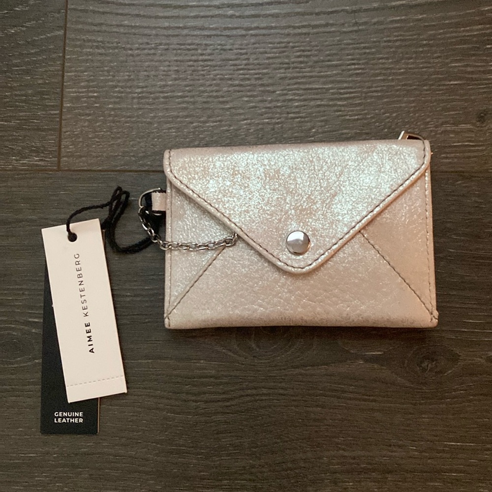 Aimee Kestenberg Pouch color stone silver new with tags genuine leather
